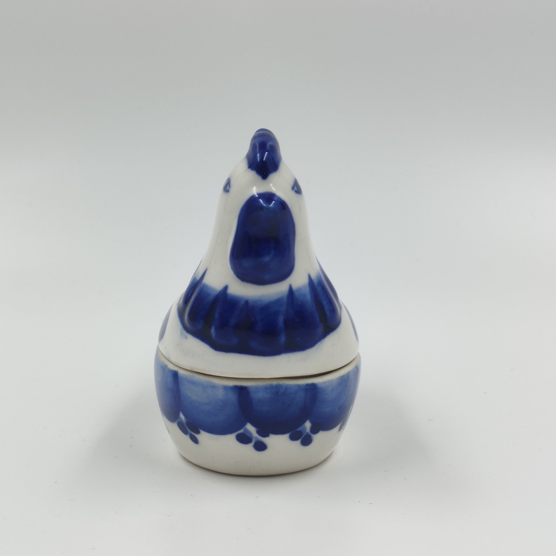 Солонка "Курочка", Гжель, фарфор, роспись, Российская Федерация, 1991-2000 гг.