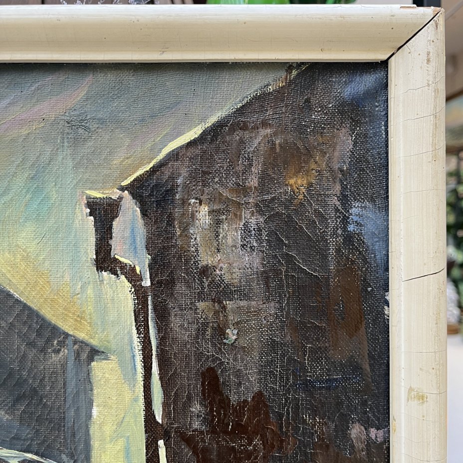 Картина "Под дождем" (условное название), холст, масло, дерево