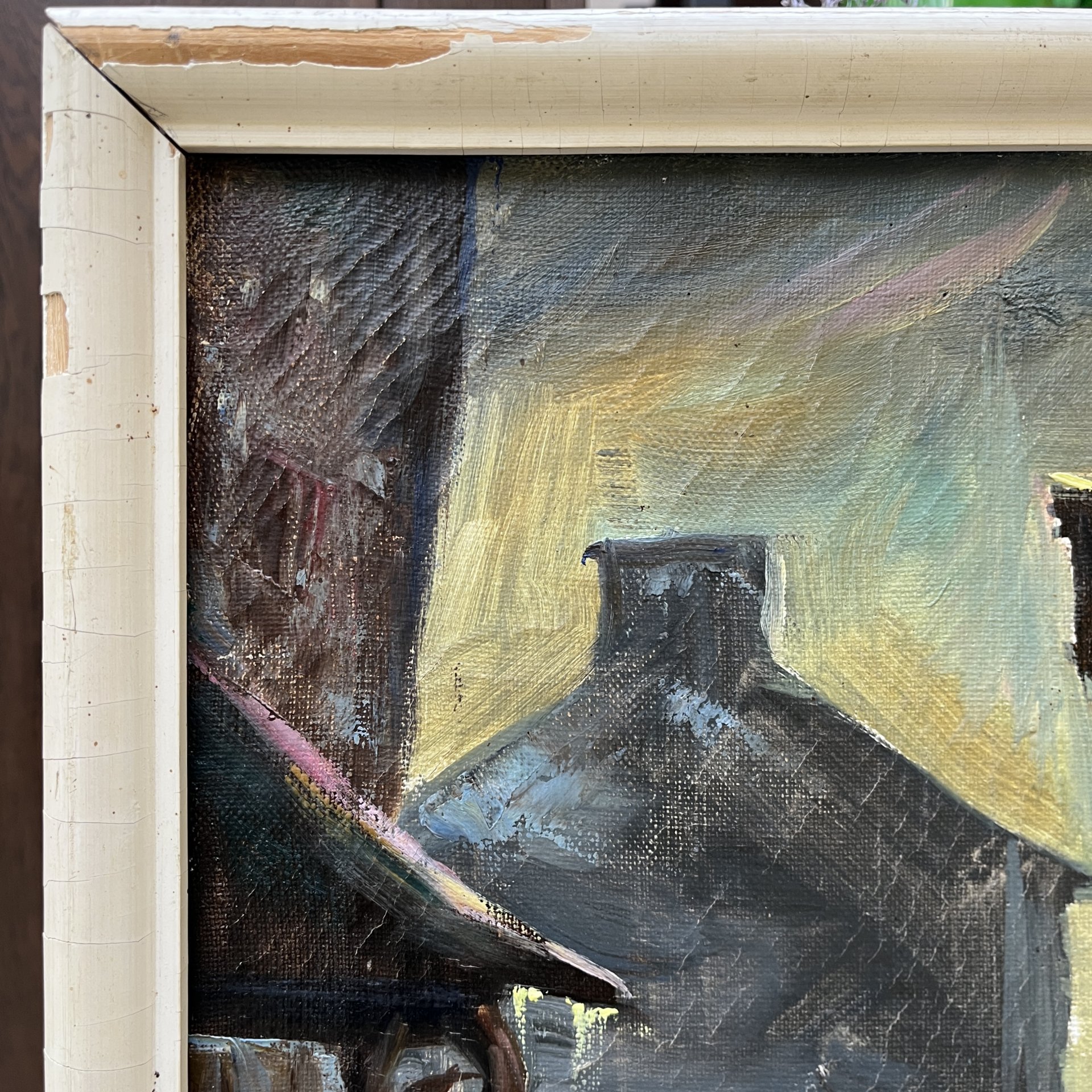 Картина "Под дождем" (условное название), холст, масло, дерево, Россия, 1970-2000 гг.