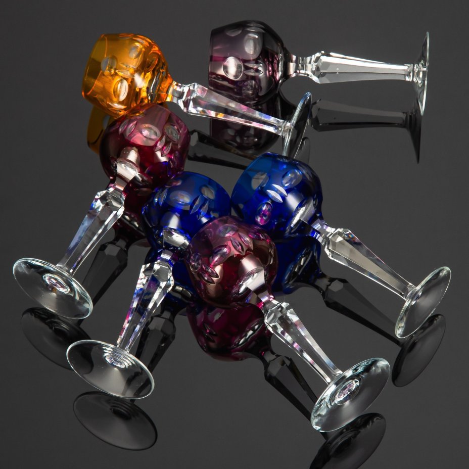 Набор бокалов (рюмок) для крепленых вин на 6 персон, с декором в виде линз