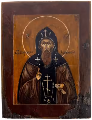Икона "Варлаам Хутынский", дерево, темпера, Российская Империя, 1880-1900 гг.