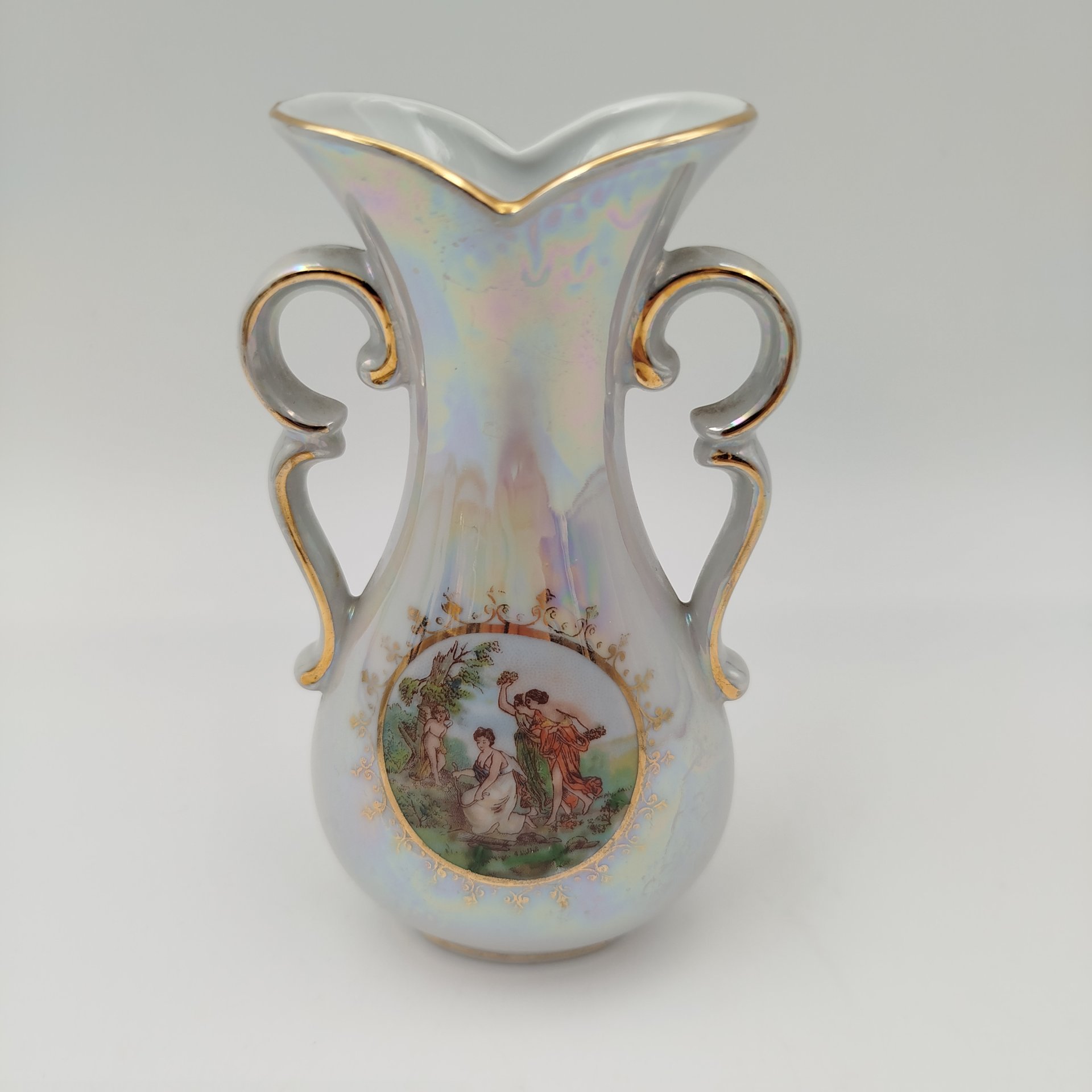 Вазочка миниаютирная "Мадонна", фарфор, деколь, люстр, золочение, Martinroda Friedrich Eger & Co. (PM), ГДР, 1960-1980 гг.