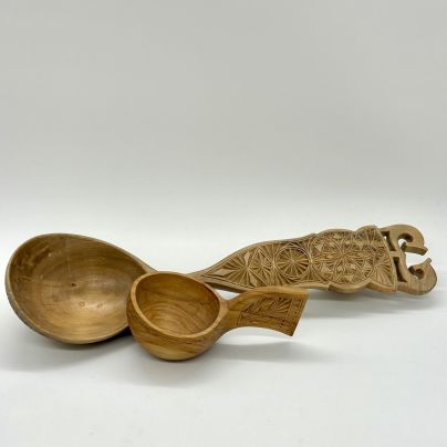 Набор из 2-х ковшей с резным декором, дерево, резьба, Россия, 1980-2000 гг.