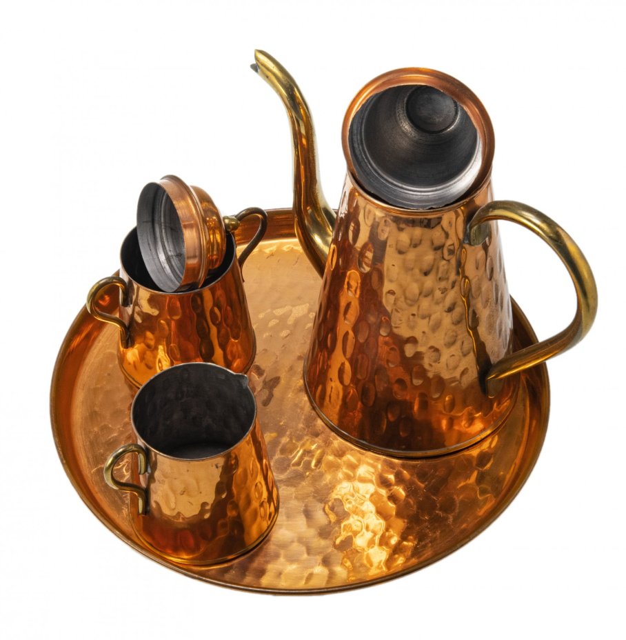 Сервиз кофейный (4 предмета), медь, Западная Европа, 1970-1990 гг.