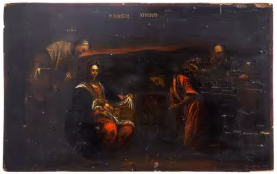 Икона "Рождество Христово", дерево, масло, Российская империя, 1850-1900 гг.