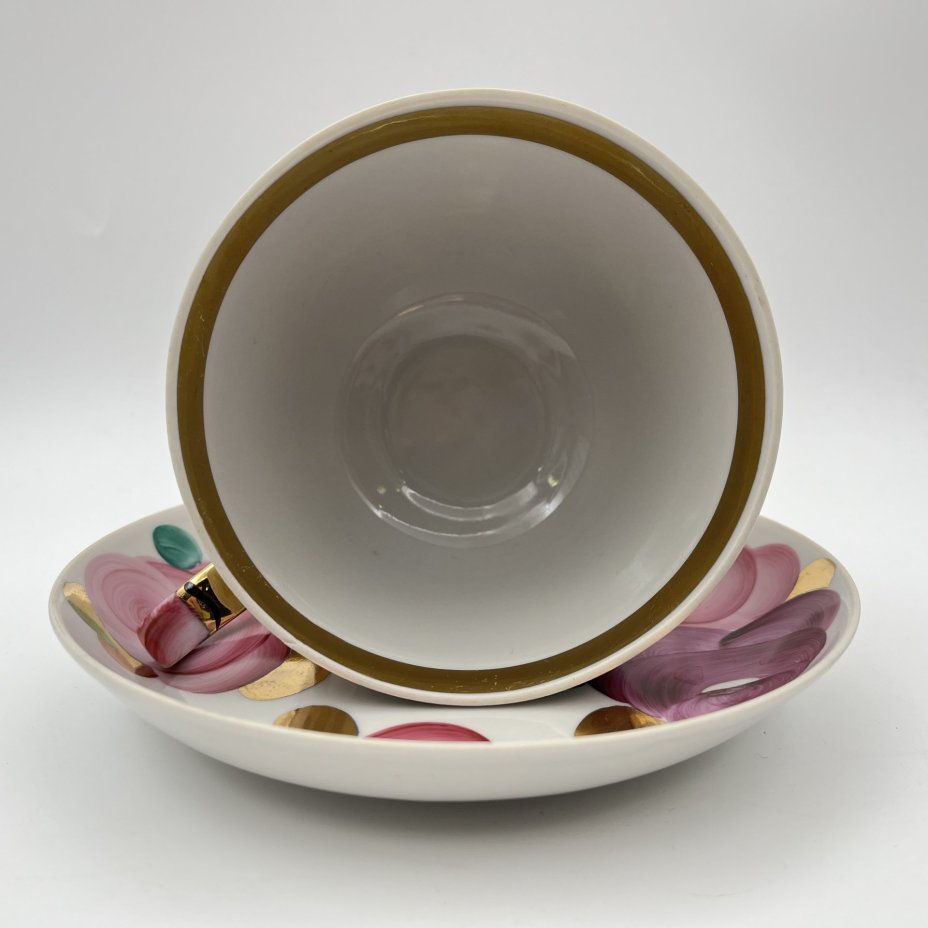 Пара чайная "Агашки" (большая), фарфор, роспись, золочение, Дулевский фарфоровый завод (Дулёво), СССР, 1968-1991 гг.