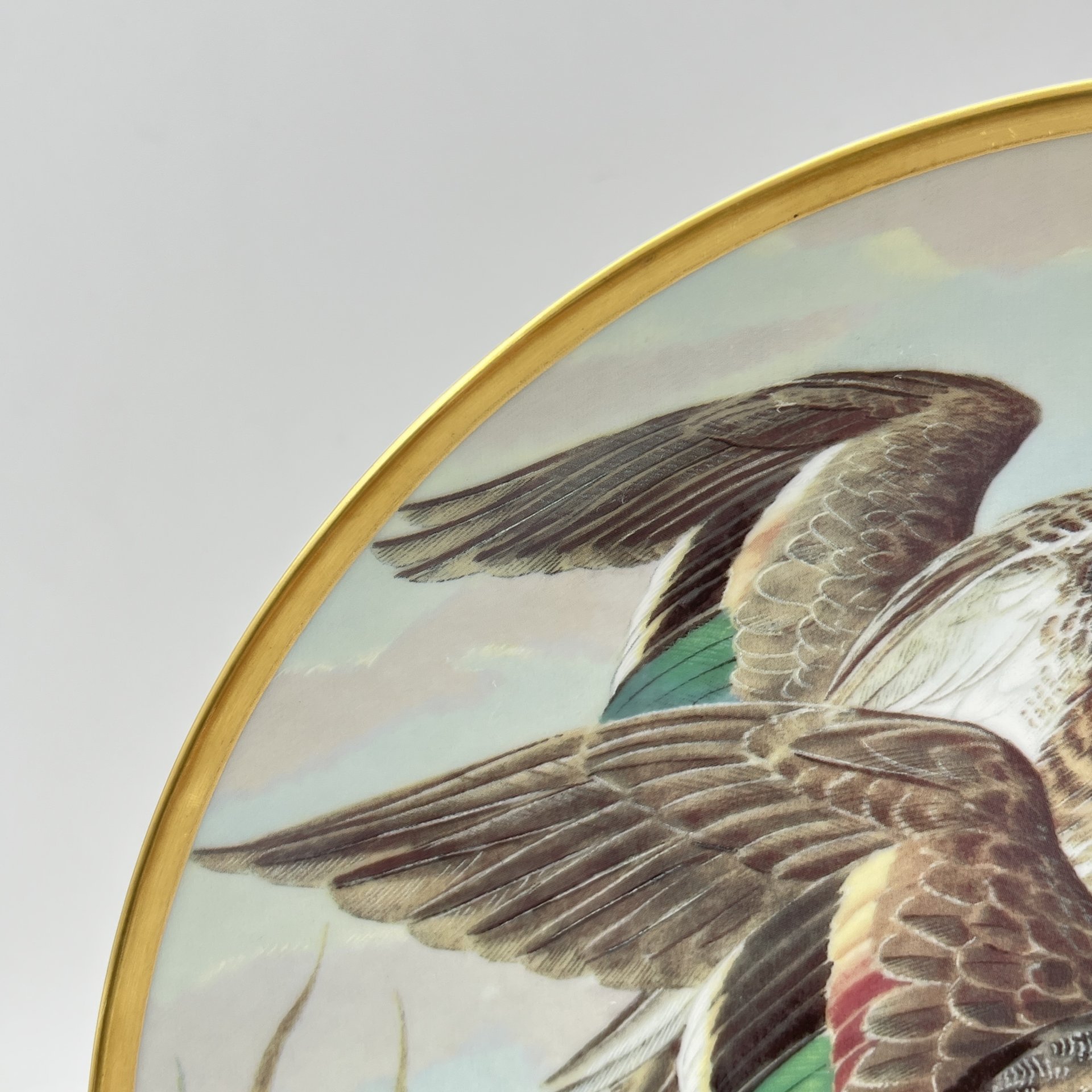 Тарелка "Зеленокрылый чирок", автор Basil Ede, серия "Водоплавающие птицы мира", фарфор, деколь, золочение, Haviland, Limoges France, Франция, 1981 г.