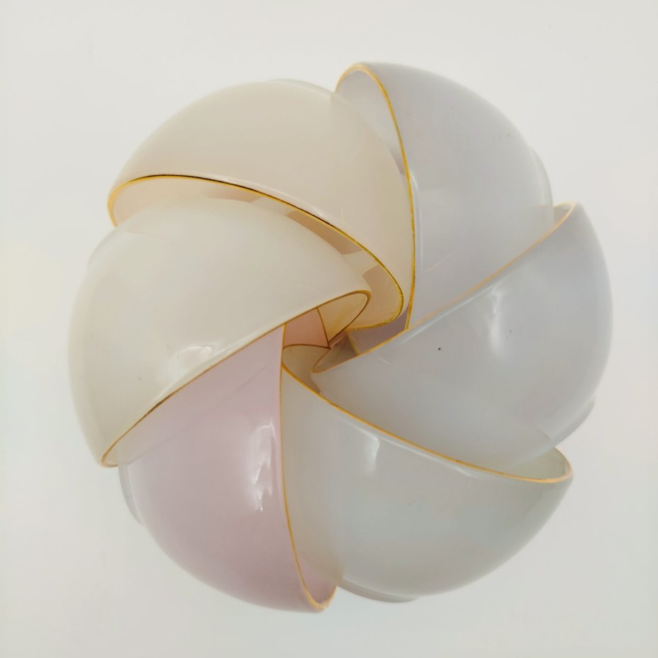 Набор кофейных пар на 6 персон "Opale", стекло, пресс, золочение, Arcopal, Франция, 1980-1990 гг.