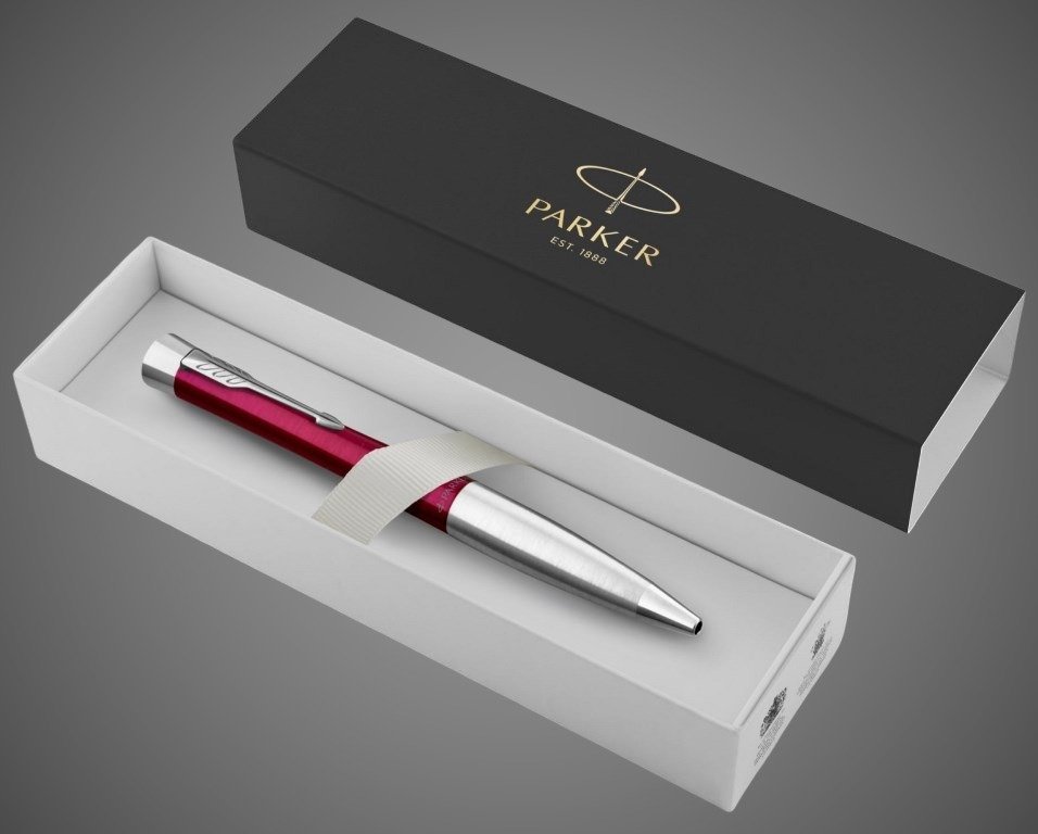 Шариковая ручка Parker Urban Vibrant Magenta CT, стержень: M, цвет чернил: blue, в подарочной упаковке., Лаки и смолы: лак, латунь, нержавеющая сталь, хром