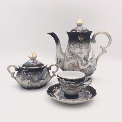 Набор кофейный "Дракон" (4 предмета), Crescent China, фарфор, бисквит, роспись, золочение