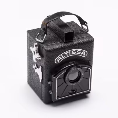 Фотоаппарат пленочный среднеформатный "Altissa", металл, стекло, кожа, Германия, 1930-1950 гг.