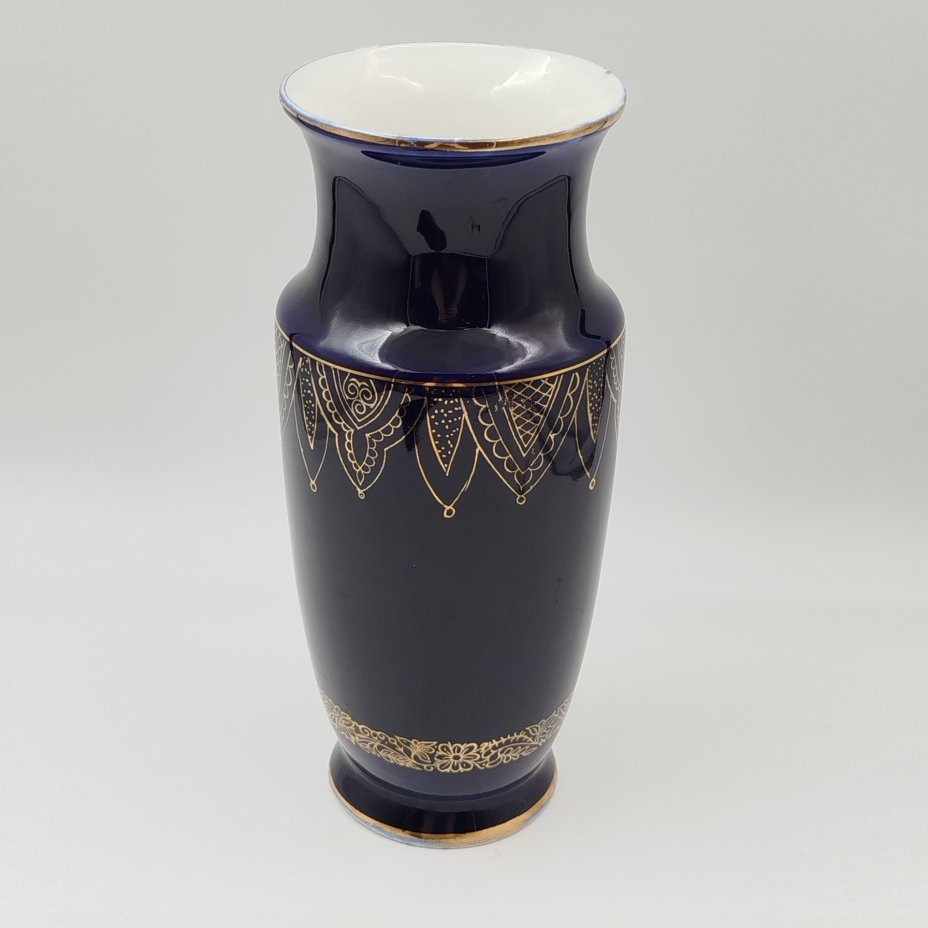 Ваза "Кружево", фарфор, кобальт, золочение, Ленинградский фарфоровый завод (ЛФЗ), СССР, 1950-1960 гг.