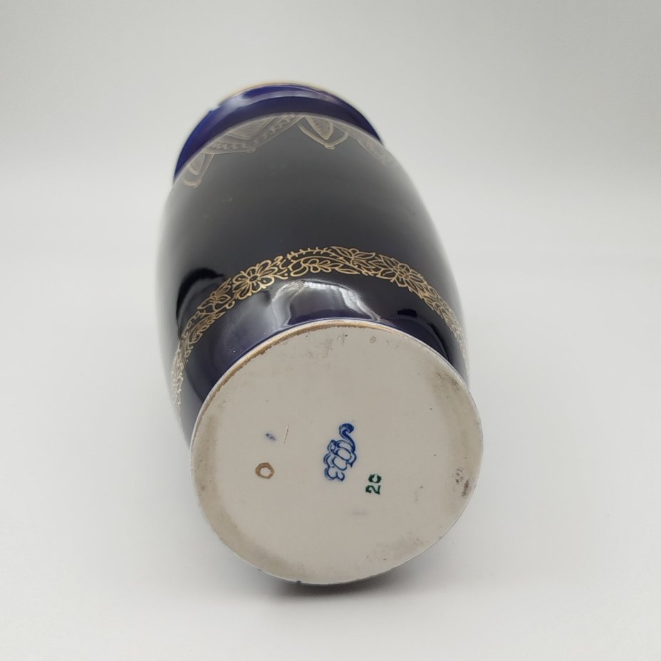 Ваза "Кружево", фарфор, кобальт, золочение, Ленинградский фарфоровый завод (ЛФЗ), СССР, 1950-1960 гг.