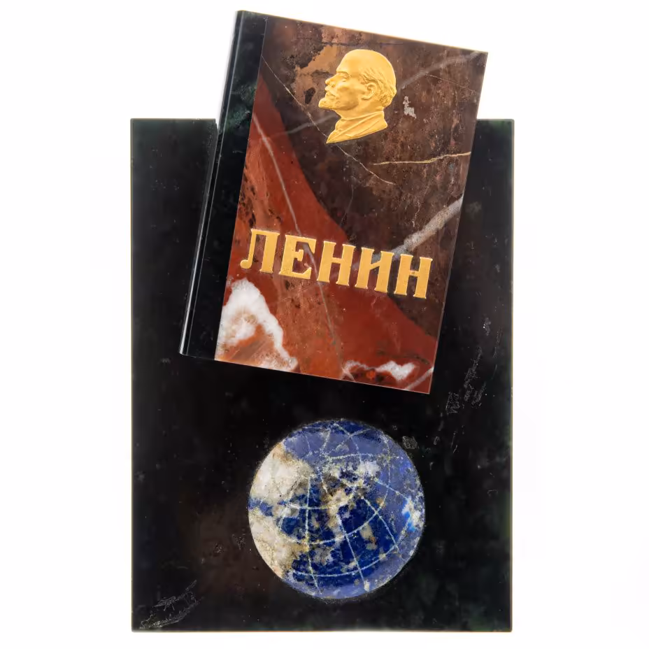 Пресс-папье "Ленин", яшма, змеевик, лазурит, мрамор, металл, СССР, 1960-1970 гг.
