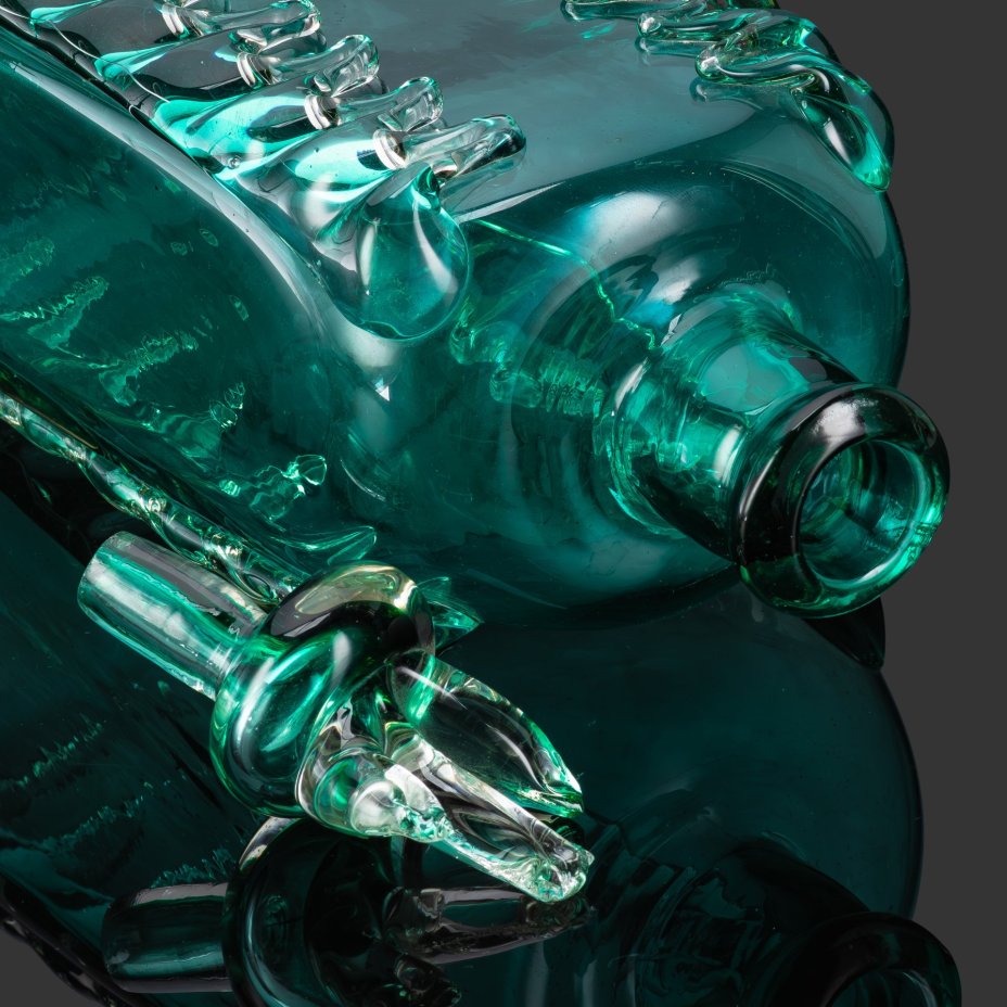 Штоф (графин) и 6 стопок, стекло, гутная техника, Львовская керамико-скульптурная фабрика (ЛКСФ), СССР, 1960-1980 гг.