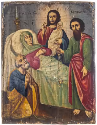 Икона "Успение Пресвятой Богородицы", дерево, масло, Российская Империя, 1880-1900 гг.