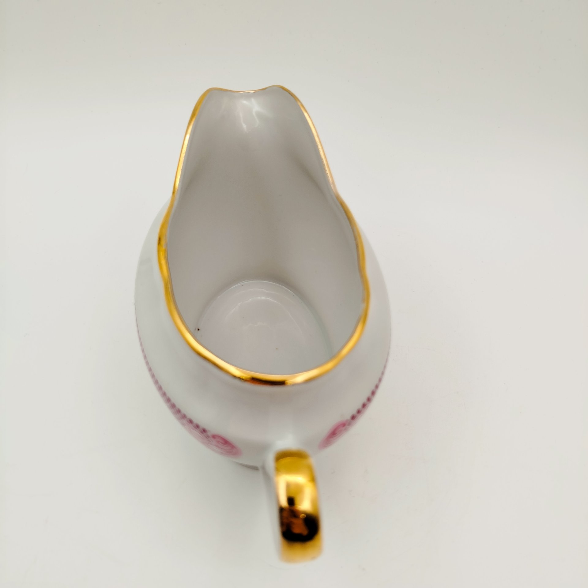 Соусник с растительным и геометрическим декором, фарфор, деколь, золочение, Рижский фарфорово-фаянсовый завод, СССР, 1970-1990 гг.