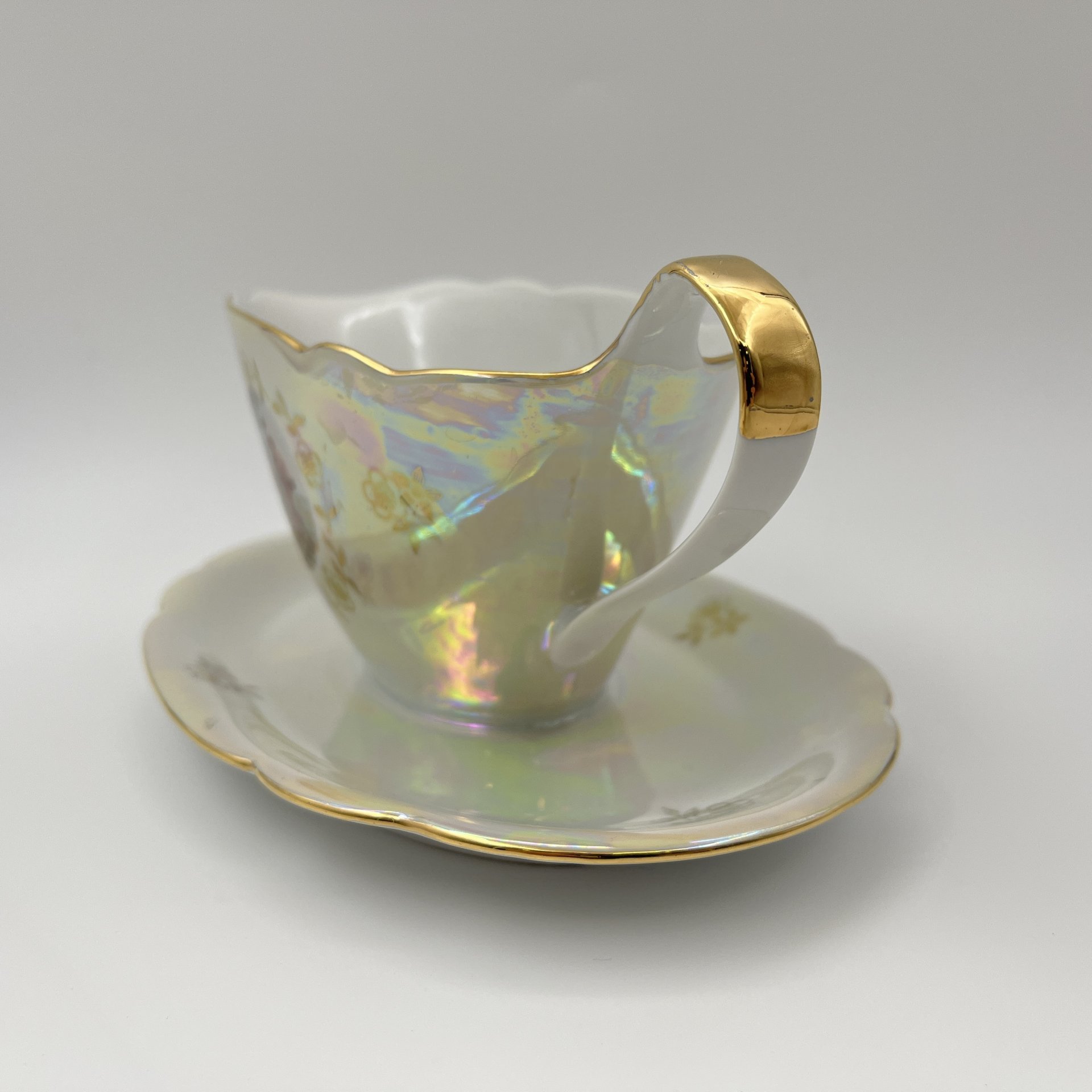 Соусник "Мадонна", фарфор, деколь, люстр, золочение, Kahla, ГДР, 1960-1990 гг.