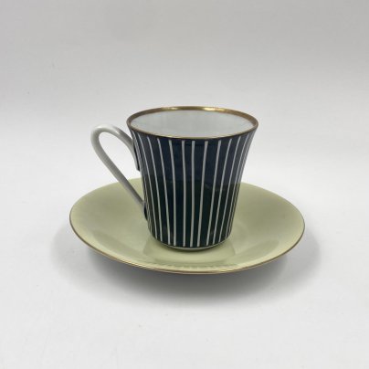 Чайная пара, украшенная геометрическим узором, фарфор, Volkstedt Beyer & Bock, ГДР, 1948-1980 гг., Volkstedt Beyer & Bock