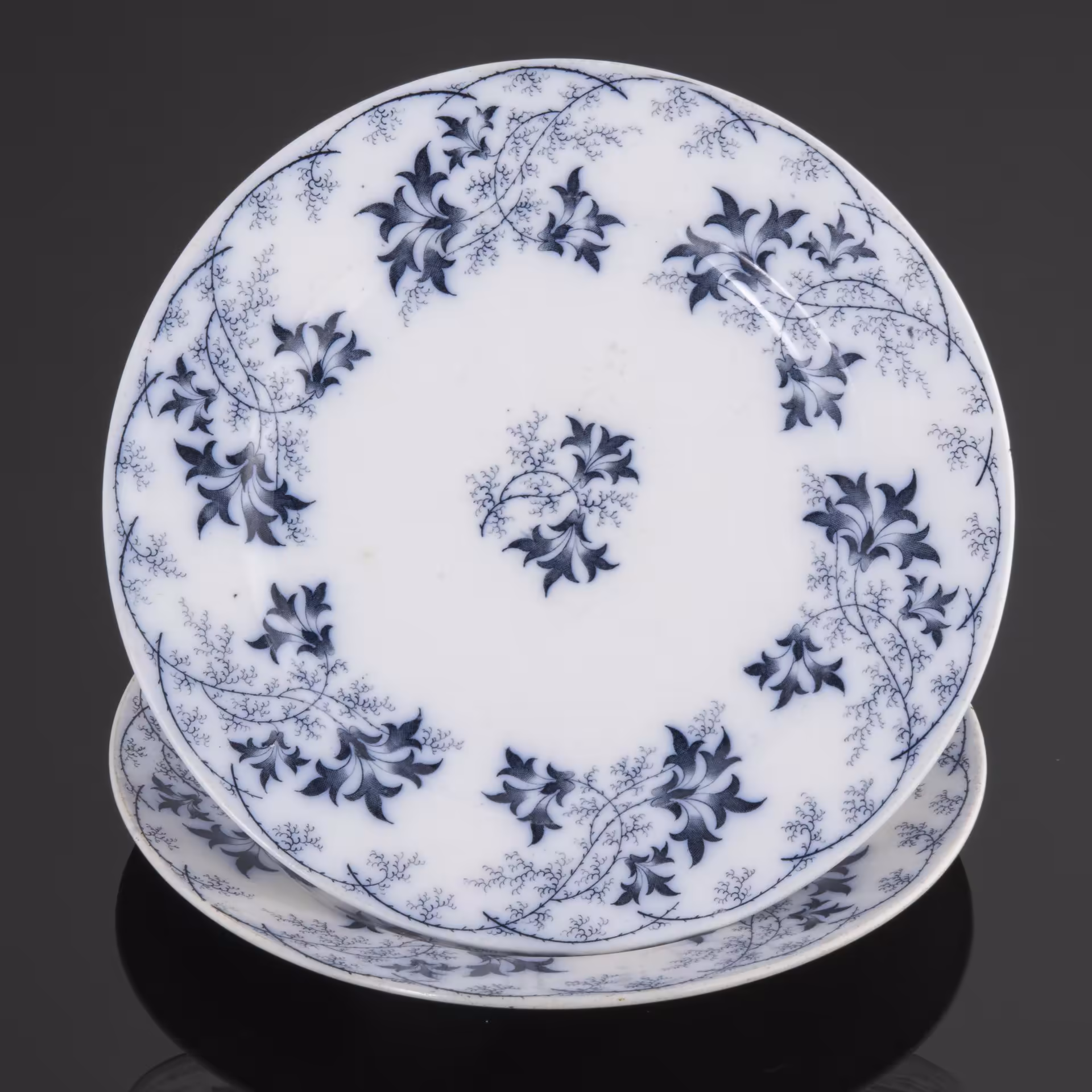 Пара тарелок с цветочным декором, фаянс, деколь, Villeroy & Boch, Германия, 1874-1909 гг., Villeroy & Boch