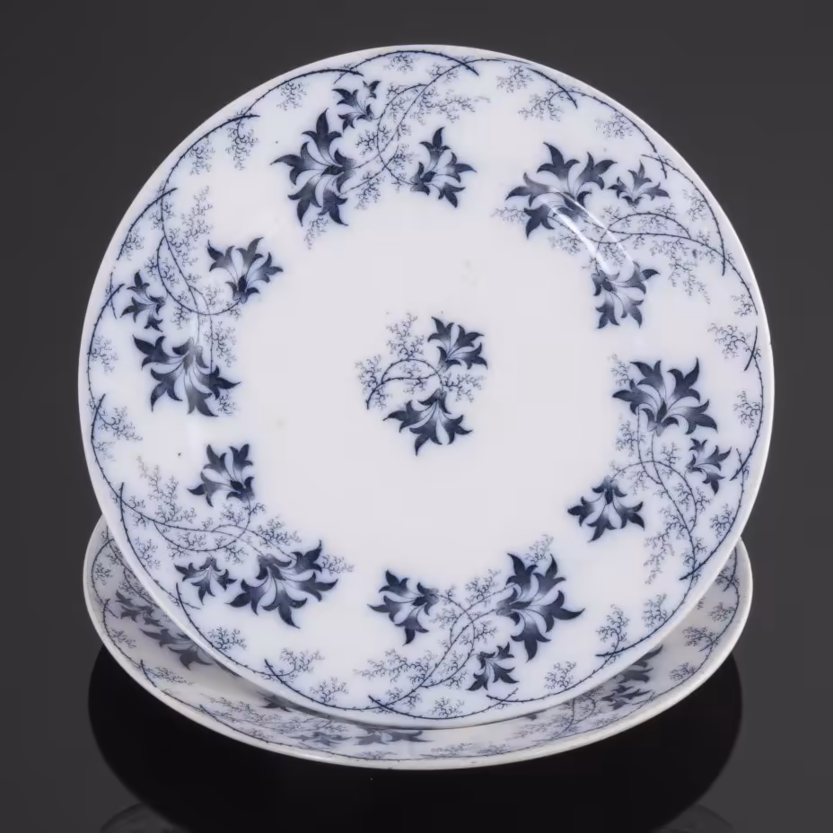 Пара тарелок с цветочным декором, фаянс, деколь, Villeroy & Boch, Германия, 1874-1909 гг., Villeroy & Boch