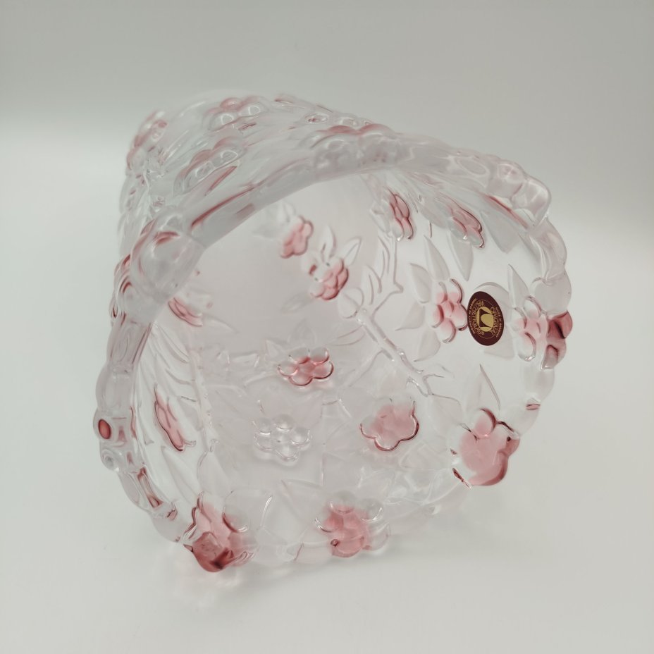 Ваза с рельефным цветочным декором, стекло, матирование, Walther Glas, Германия, 1980-2000 гг.