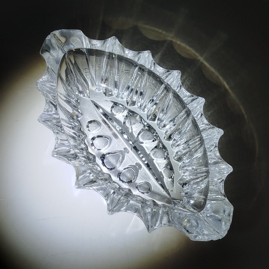 Вазочка/розетка с фигурным краем (для подачи икры, варенья), хрусталь, пресс, СССР, 1970-1990 гг.