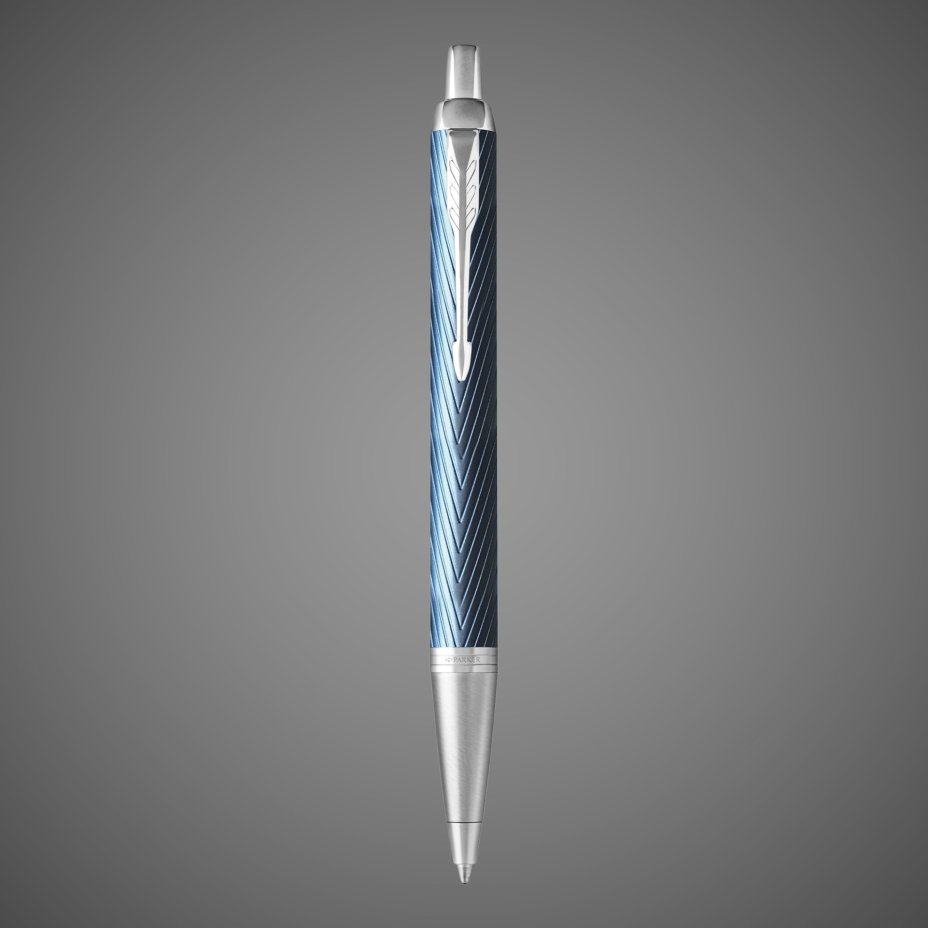 Шариковая ручка Parker IM Premium K318 Blue Grey CT, стержень: M, цвет чернил: blue, в подарочной упаковке., Лаки и смолы: лак, латунь, нержавеющая сталь, хром