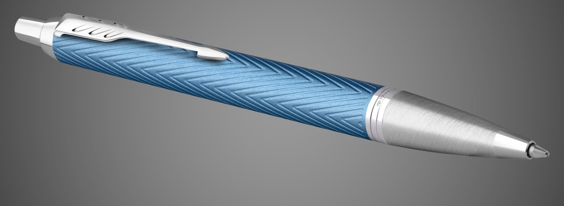 Шариковая ручка Parker IM Premium K318 Blue Grey CT, стержень: M, цвет чернил: blue, в подарочной упаковке., Лаки и смолы: лак, латунь, нержавеющая сталь, хром