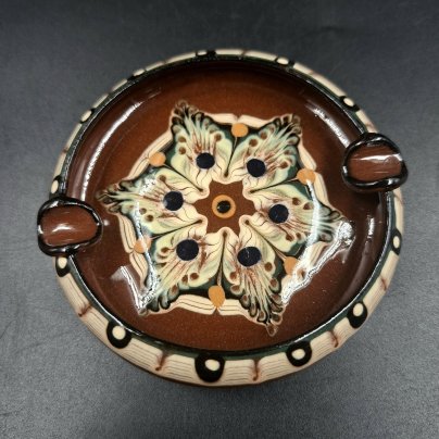 Пепельница миниатюрная, керамика, цветные поливы, Болгария, 1970-1980 гг.