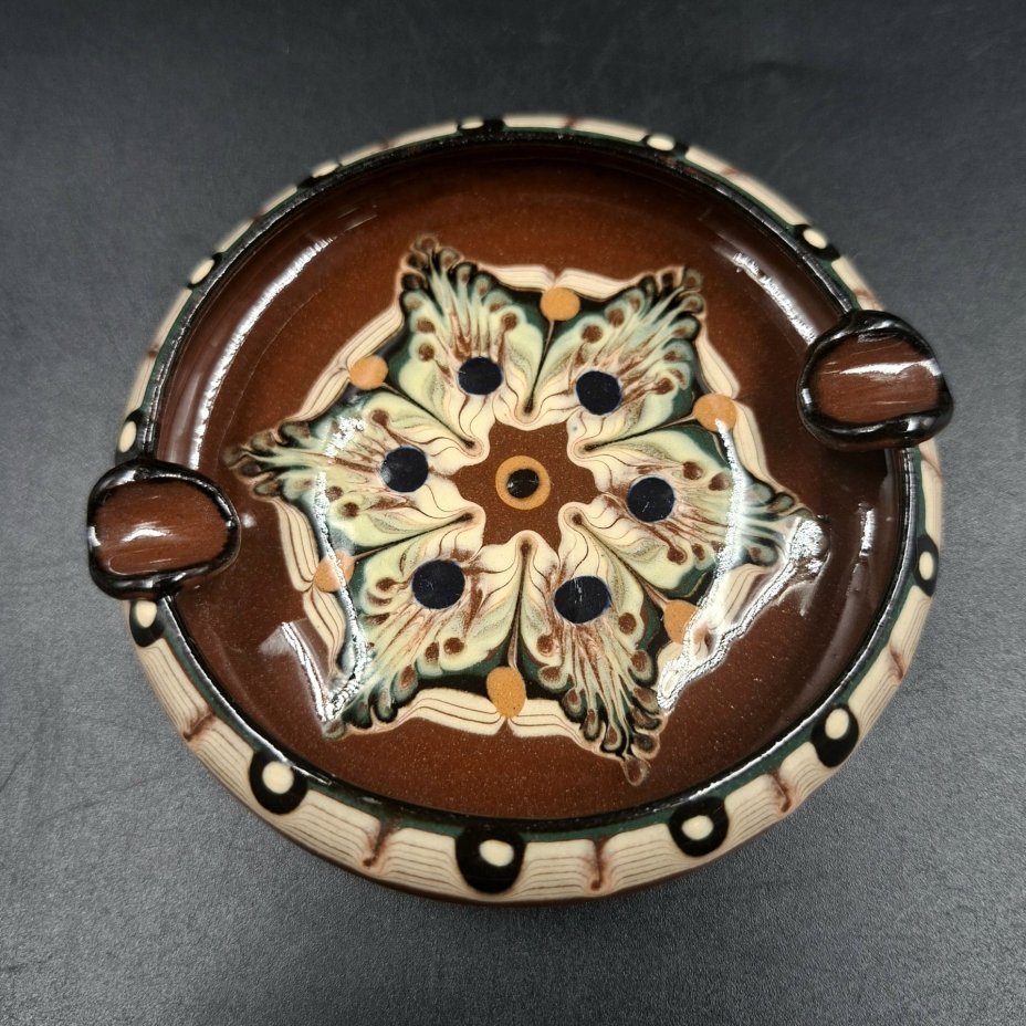 Пепельница миниатюрная, керамика, цветные поливы, Болгария, 1970-1980 гг.
