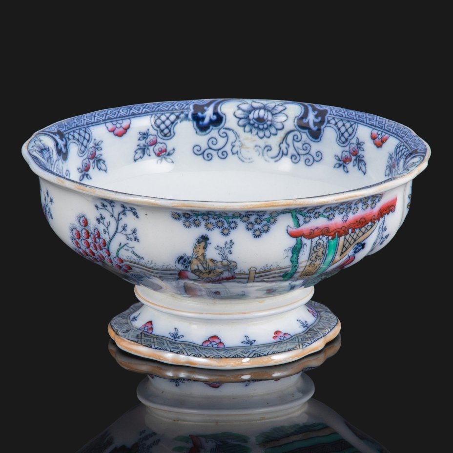 Блюдо сервировочное (фруктовница) в стиле шинуазри, Petrus Regout & Co
