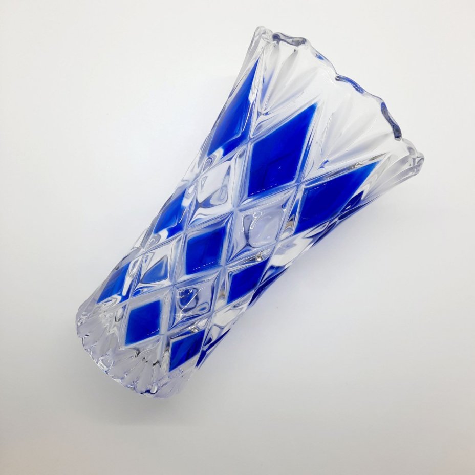 Ваза с ромбовидным декором, стекло, нацвет, Walther Glas, Walther Glas