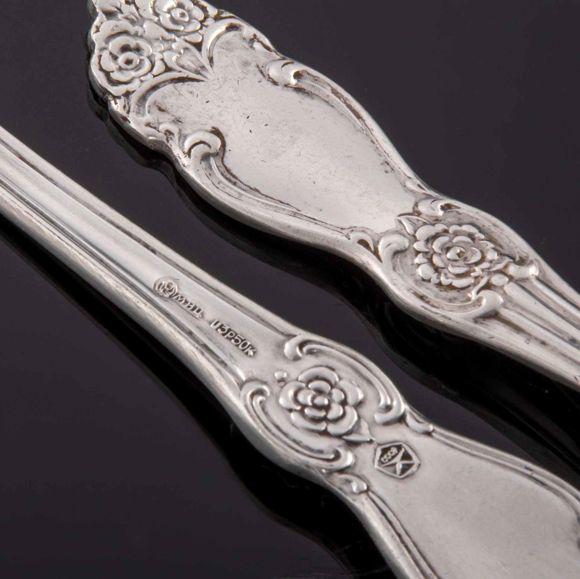 Набор из 7 десертных вилок  "Серебряная роза", Кольчугинский завод цветных металлов