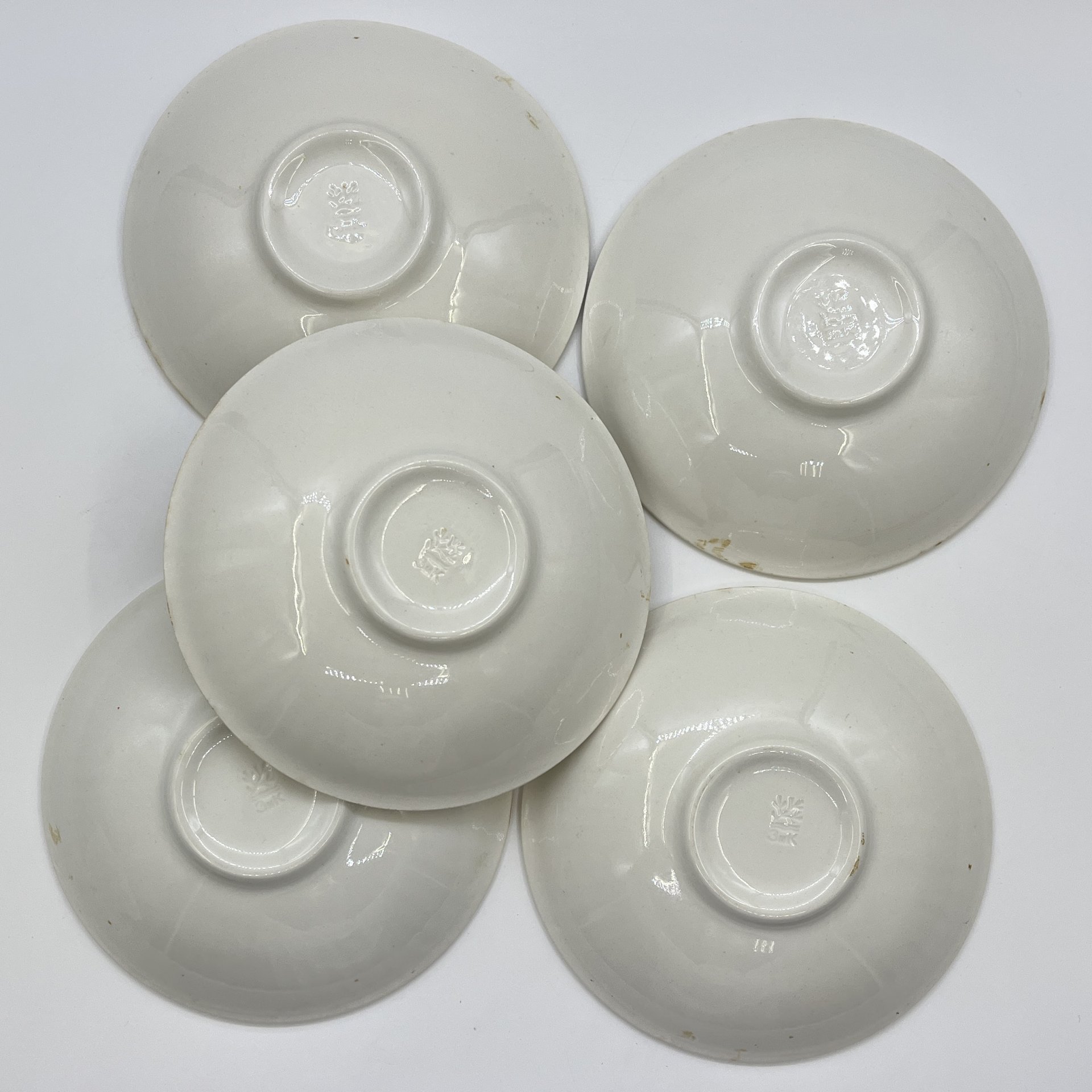 Набор из 6-ти сервировочных тарелок, фаянс, золочение, Конаковский фаянсовый завод им. М.И. Калинина (ЗиК Конаково), СССР, 1974-1991 гг.