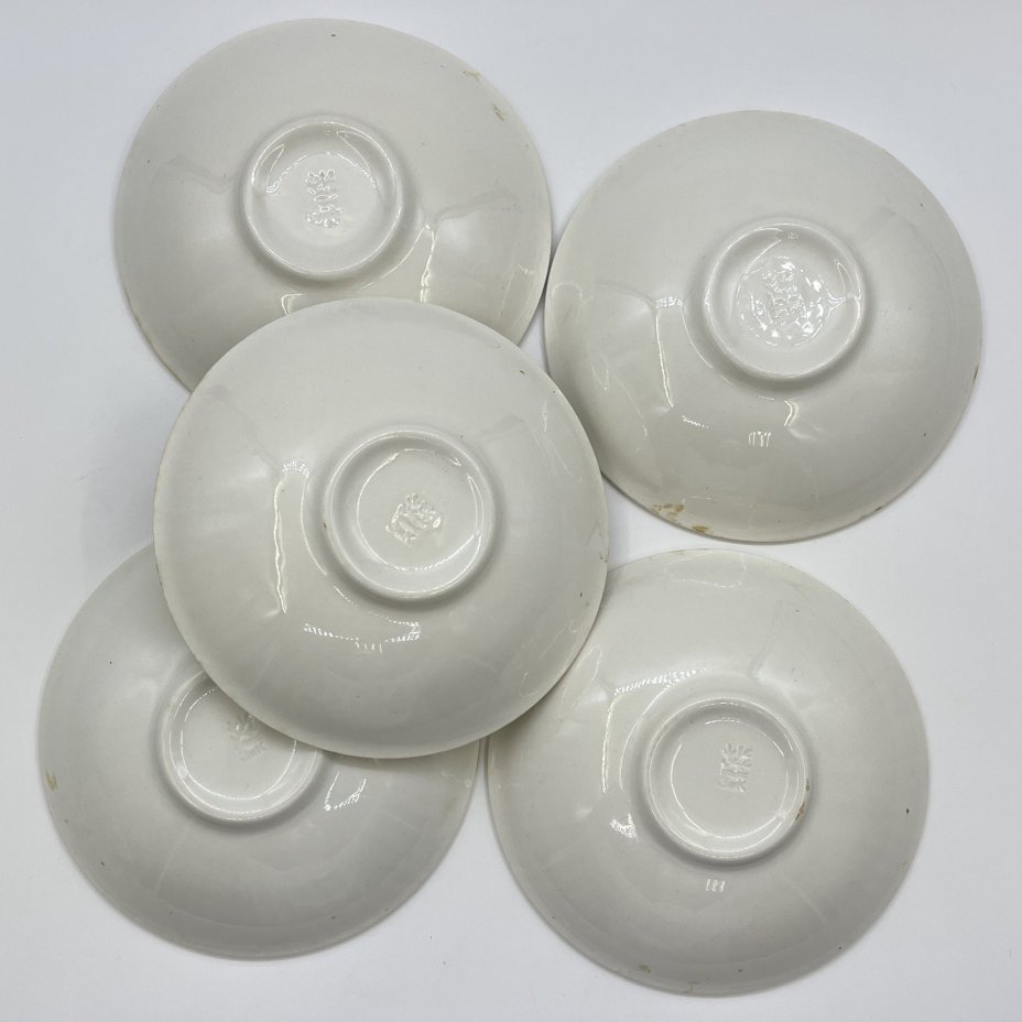 Набор из 6-ти сервировочных тарелок, фаянс, золочение, Конаковский фаянсовый завод им. М.И. Калинина (ЗиК Конаково), СССР, 1974-1991 гг.