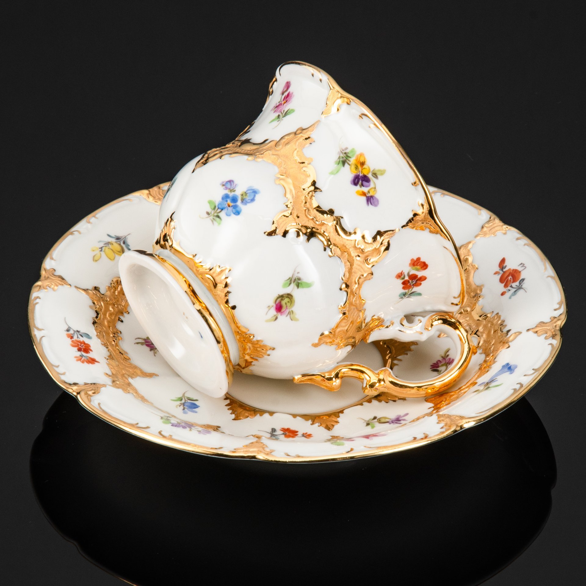 Чайная пара, фарфор, роспись, золочение, Meissen (Мейсенский фарфор), Германия, 1950-1970 гг.