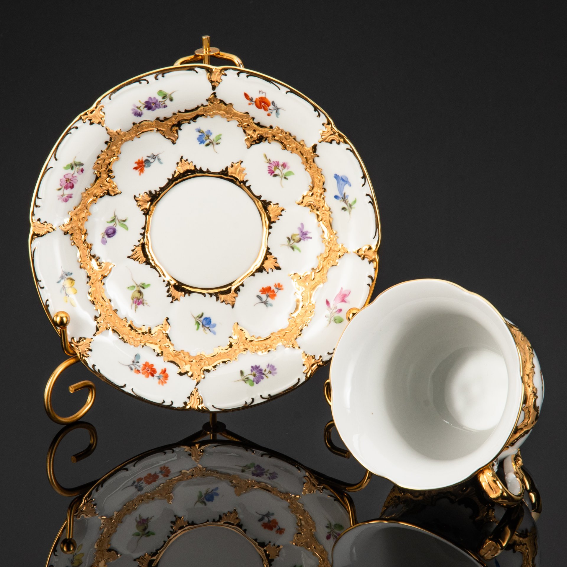 Чайная пара, фарфор, роспись, золочение, Meissen (Мейсенский фарфор), Германия, 1950-1970 гг.