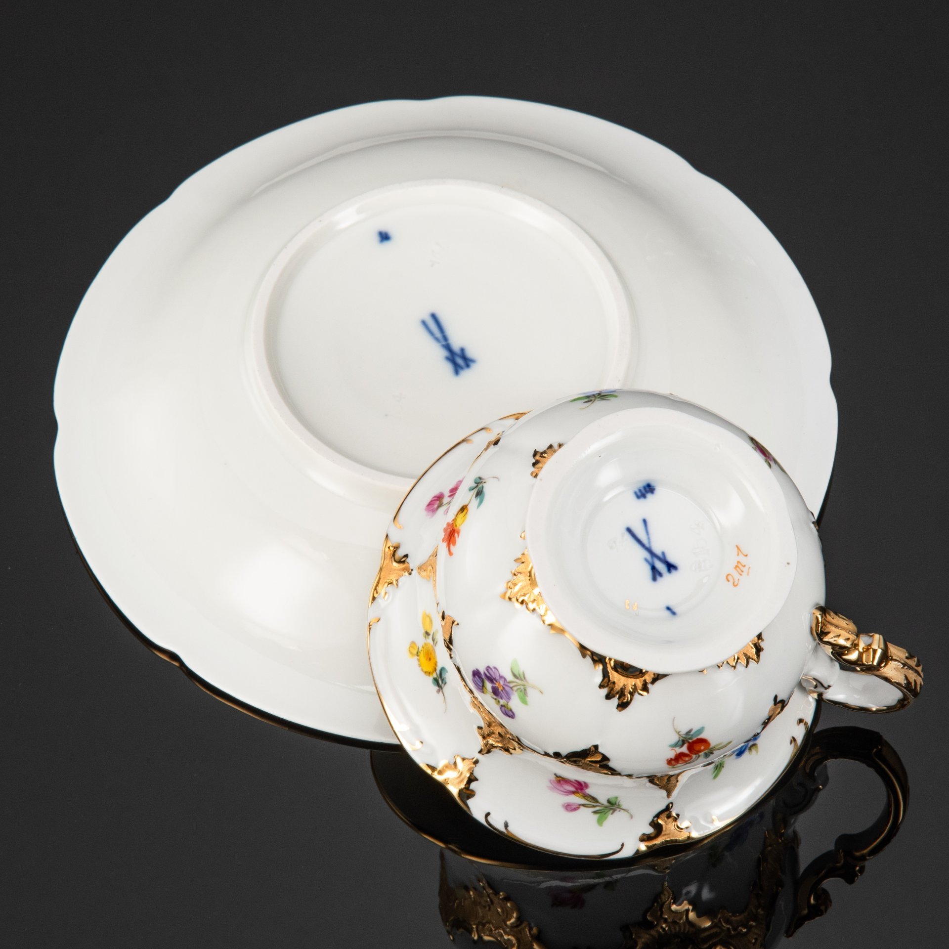 Чайная пара, фарфор, роспись, золочение, Meissen (Мейсенский фарфор), Германия, 1950-1970 гг.