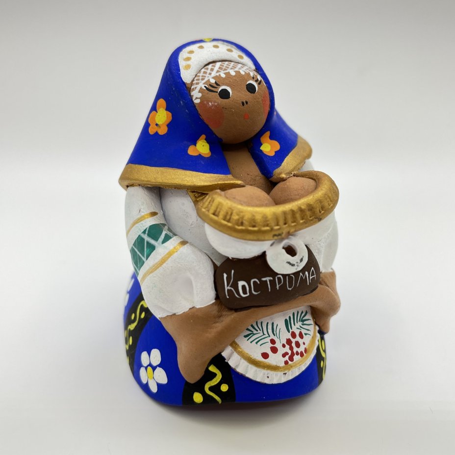 Статуэтка (колокольчик) "Барышня. Кострома", глина, роспись, Россия, 2000-2010 гг.