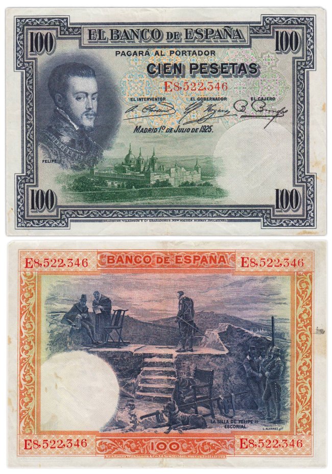 Испания 100 песет 1925 (Pick 62c)