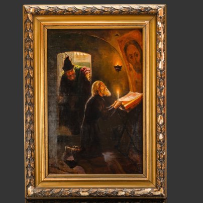 Картина "Последние минуты жизни митрополита Филиппа. Малюта Скуратов входит в келью", по оригиналу 1889 года А.Н. Новоскольцева