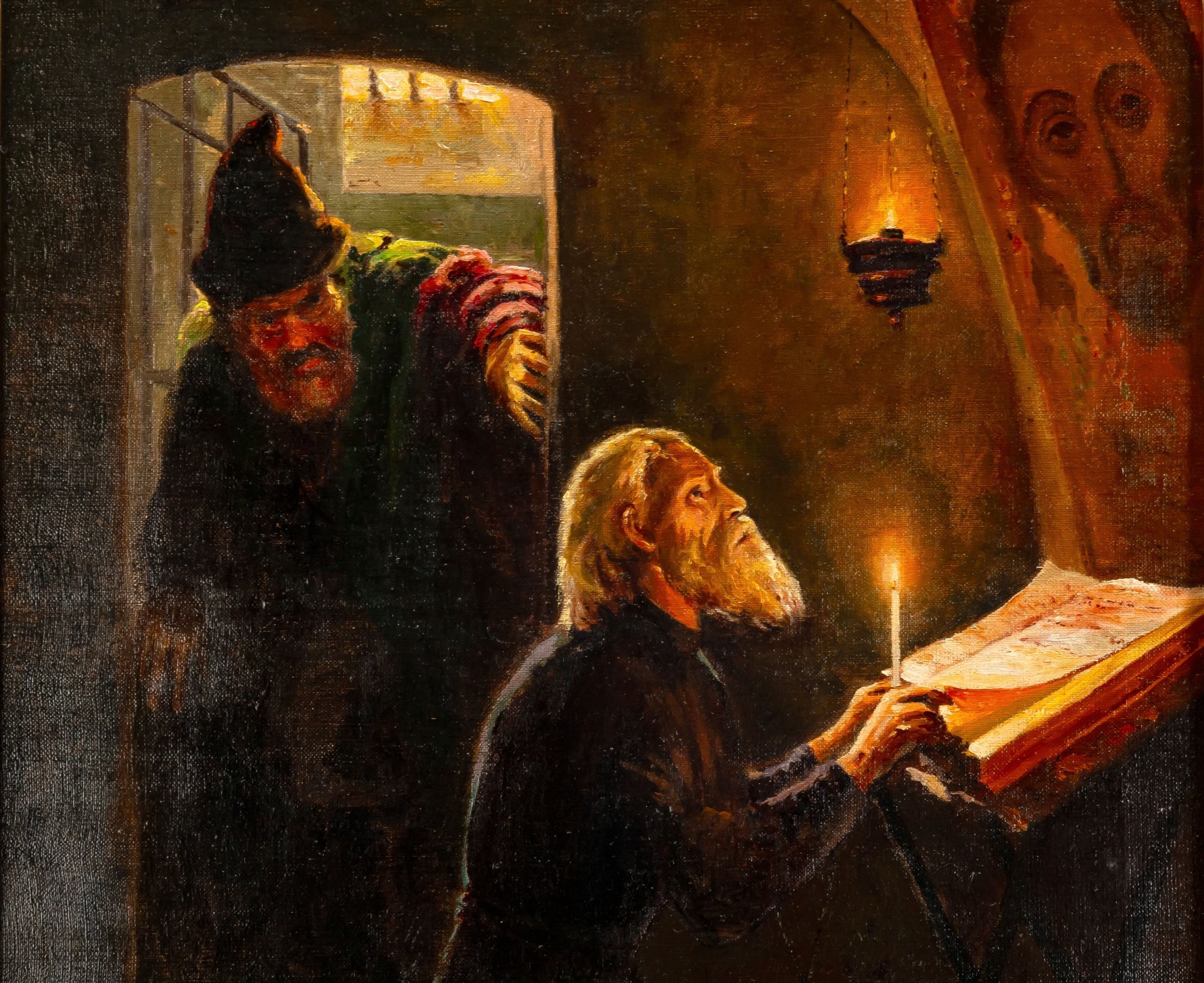 Картина "Последние минуты жизни митрополита Филиппа. Малюта Скуратов входит в келью", по оригиналу 1889 года А.Н. Новоскольцева