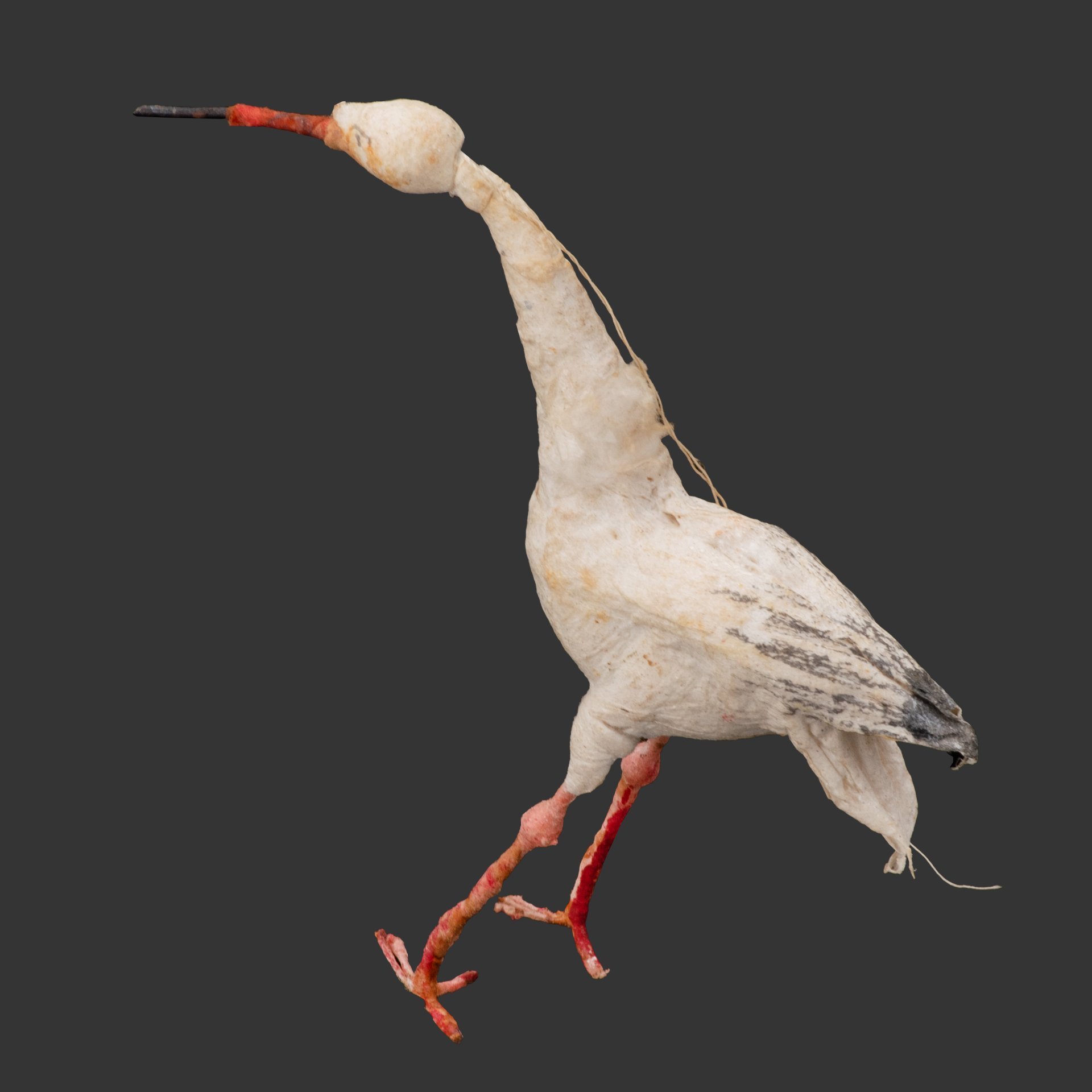 Игрушка ёлочная "Аист", худ. В.А. Громчевская, бумага, вата, проволока, роспись, фабрика "ИЗО" ЦПКиО имени М. Горького, СССР, 1938-1941 гг.