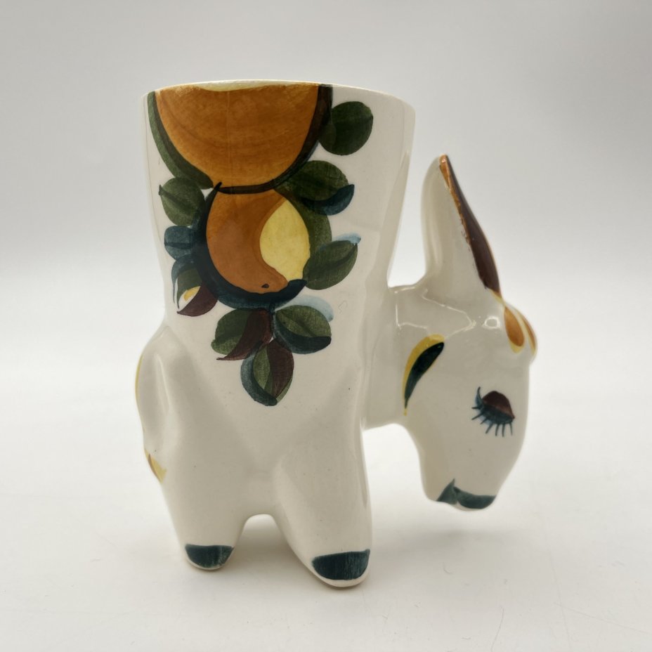 Пашотница "Ослик", скульптор В. Сергеев, фаянс, роспись, Конаковский фаянсовый завод им. М.И. Калинина (ЗиК Конаково), СССР, 1974-1991 гг.