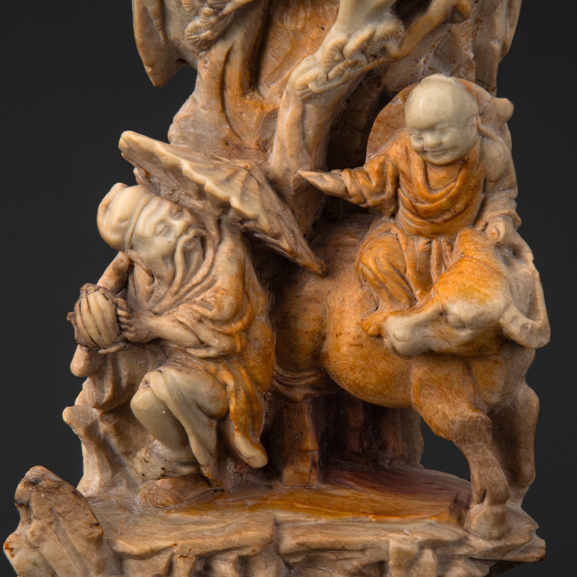 Статуэтка "Встреча старца и молодого монаха", талькохлорит (мыльный камень), резьба, Азия, 1950-1980 гг.