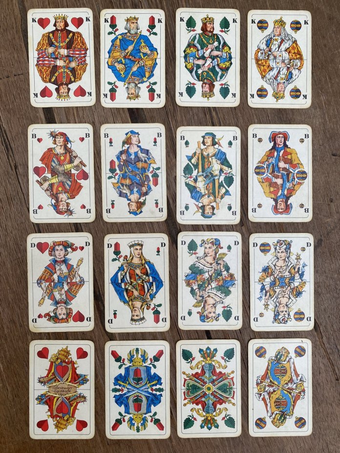 Набор игральных  карт в дорожном футляре, бумага, кожа, Германия, 1970-1990 гг.
