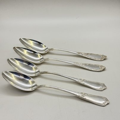 Набор из 4-х столовых ложек с растительным декором (в подборе), мНЦ (медь-никель-цинк), Киевский завод столовых приборов и посуды им. Дзержинского (ЗiД, ЗиД), СССР, 1950-1960 гг.