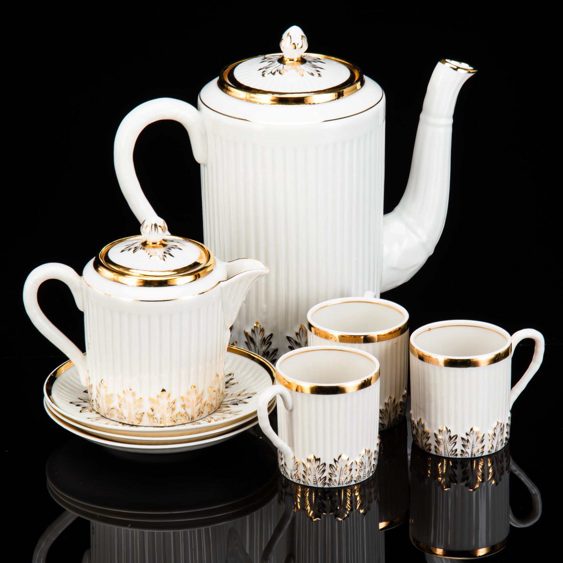 Сервиз кофейный "Соломка" (Рисунок № 3-348), на 3 персоны (8 предметов), Е.П. Смирнов