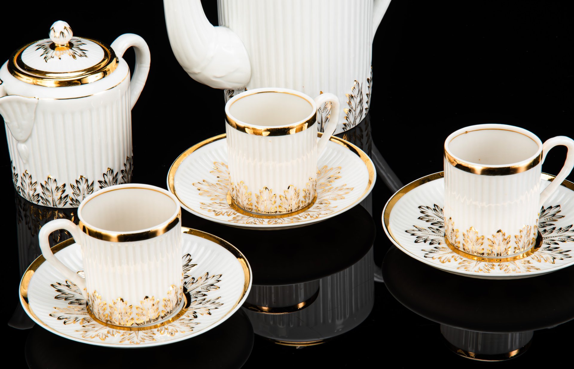 Сервиз кофейный "Соломка" (Рисунок № 3-348), на 3 персоны (8 предметов), Е.П. Смирнов